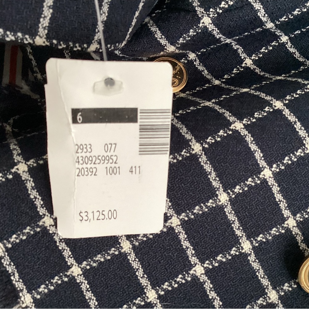 NWT Thom Browne Women’s Frayed Double-Breasted Wool Blazer, Size 40 - Picture 14 of 16